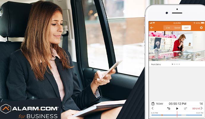 A person monitoring business remotely