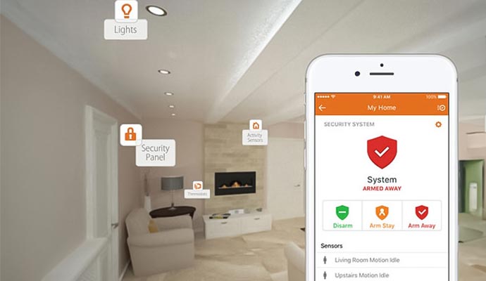 A smartphone screen showing a secure home automation app