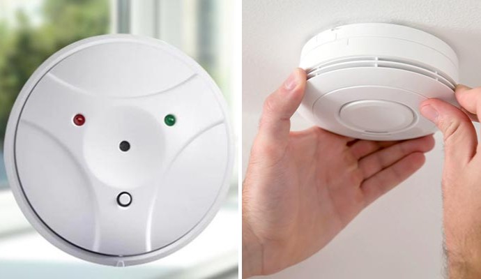 Collage of glass break detector and smoke detection system