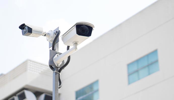 An installed security camera