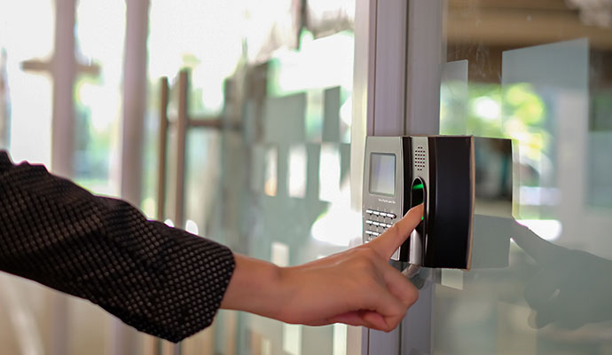 Fingerprint reader on door