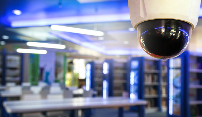 A library security camera