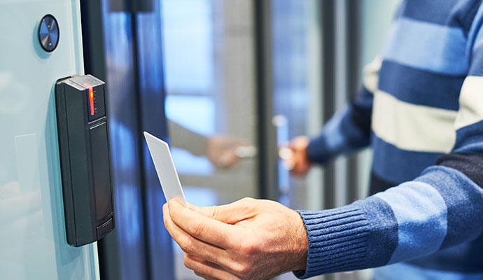 Man showing card to the reader