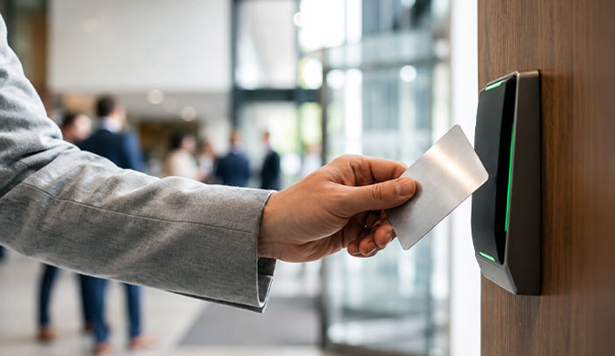 Man swiping card through the reader
