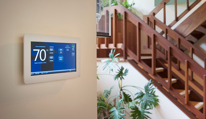 A wall mounted interactive panel