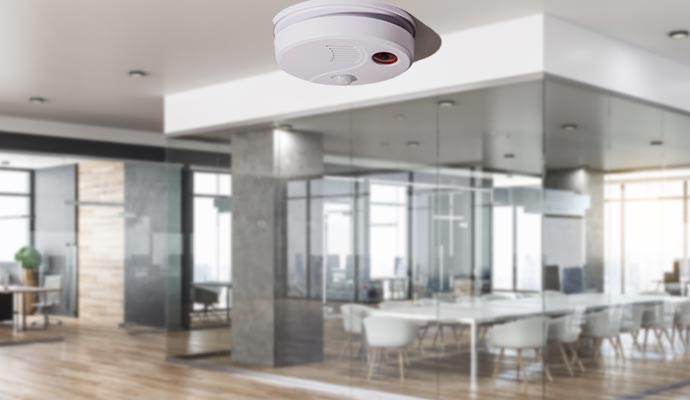 Carbon monoxide detector installed in a commercial area