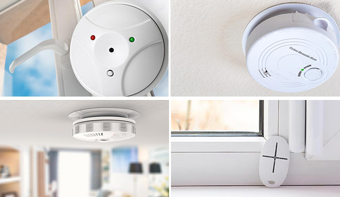 Collage of burglary alarms