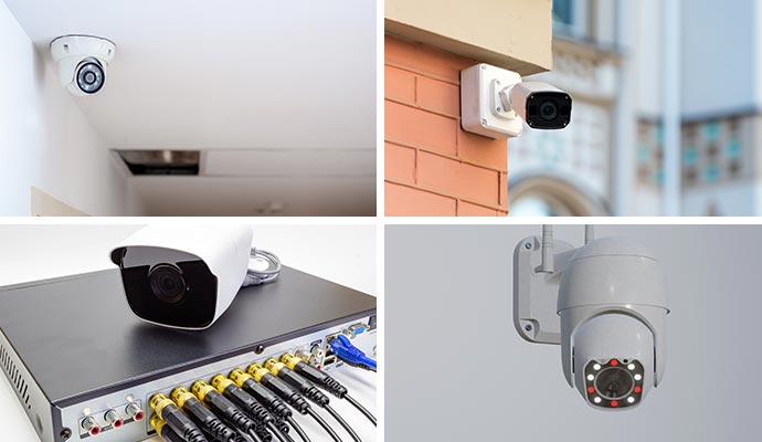 Collage of different commercial security cameras