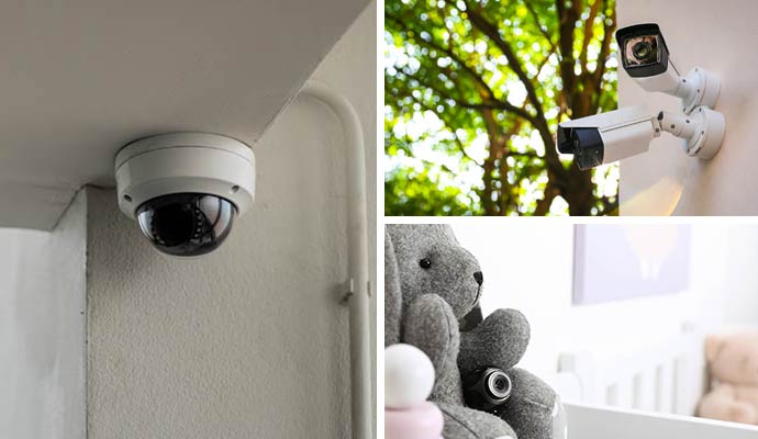 Collage of dome bullet and hidden camera