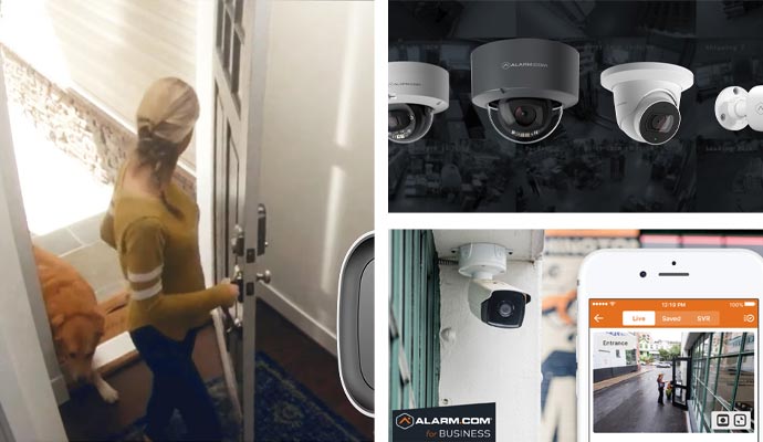 Collage of home and business security camera