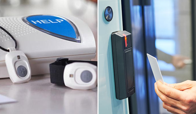 Collage of medical alert system and access controls
