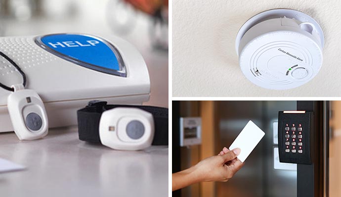 Collage of medical alert system co detector and access control system