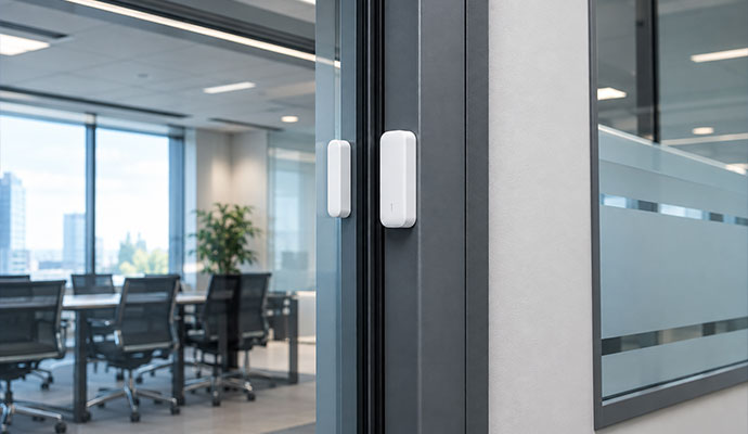 Door sensor installed on an office door