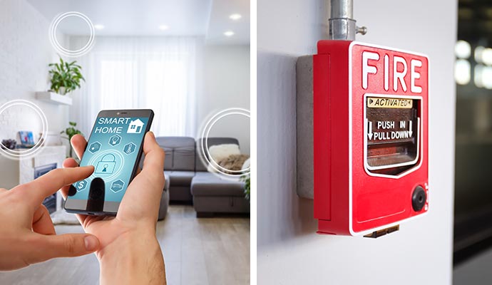 Home automation system featuring fire alarms for added safety.
