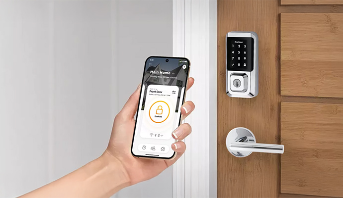 A smart lock app on a smartphone