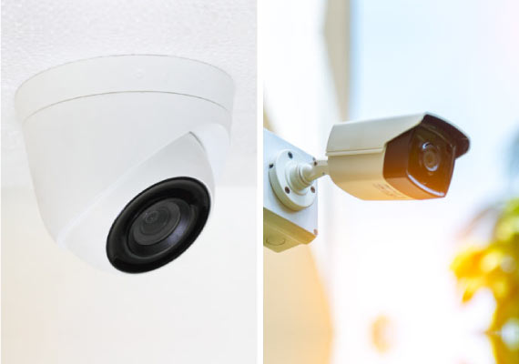 collage of turret and bullet camera