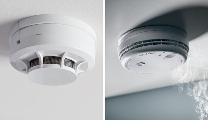 Collage of different smoke detectors