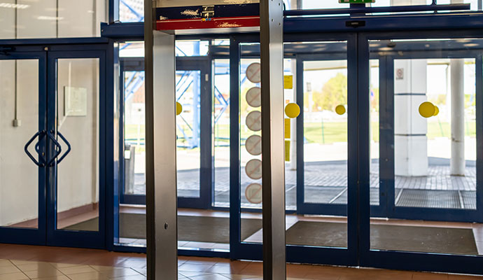 Metal detector installed at the entrance