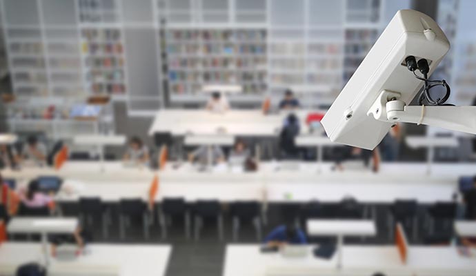 Security camera in a library