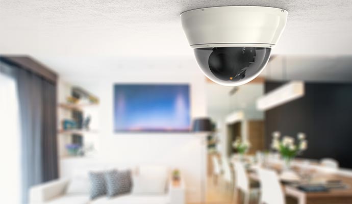 Security camera in a living room