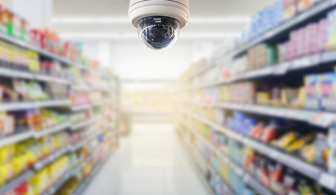 Security camera in a retail store