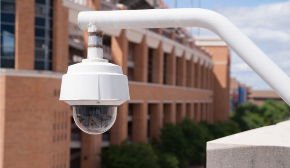 Security camera installed outside home