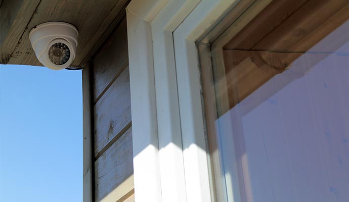 Security camera installed outside house