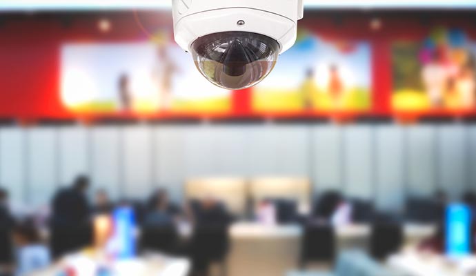 Security camera monitoring in office building