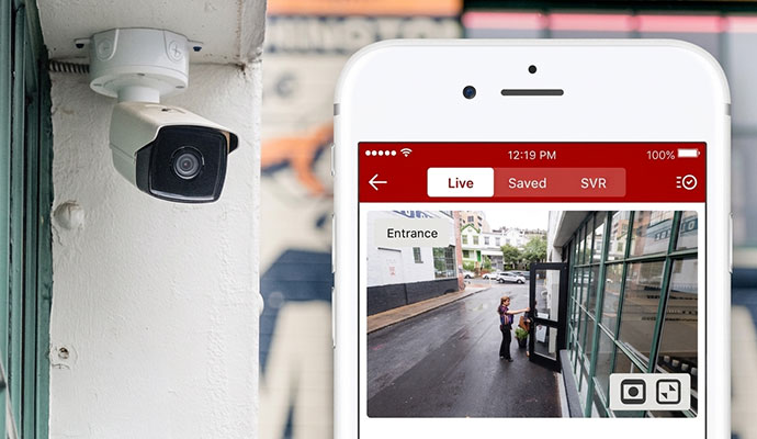 Security camera monitoring using a mobile app