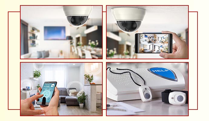 Security cameras, video monitoring, and medical alert system.