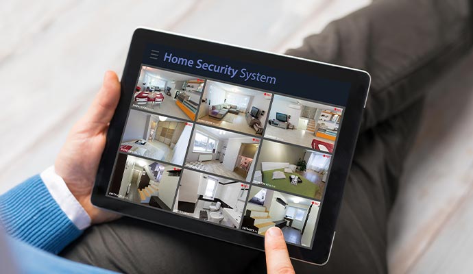 a man is monitoring security system