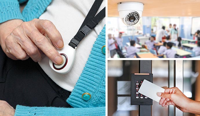 Collage of personal safety and access control system
