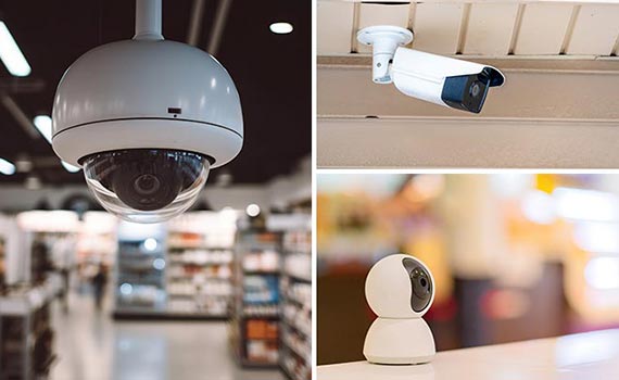 types of indoor cameras dome, wireless and bullet camers