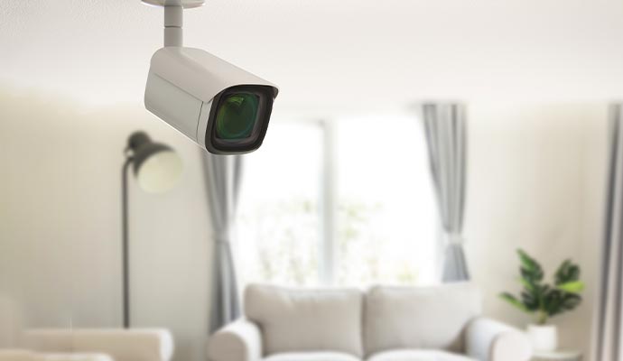 installed wired security camera inside house